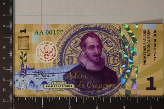 2020 PROMETHEUS ISLAND 1 RUBLE CRISP UNC POLYMER