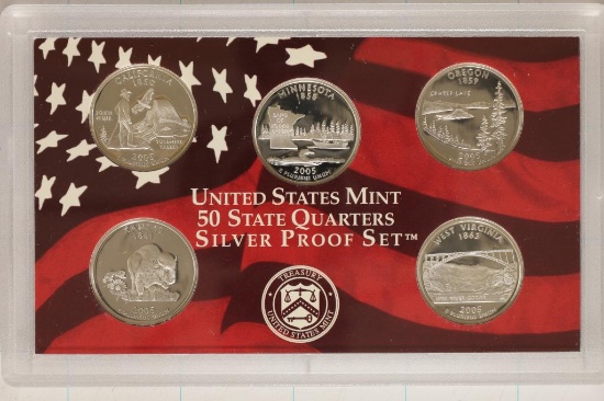 2005 SILVER US 50 STATE QUARTERS PROOF SET NO BOX