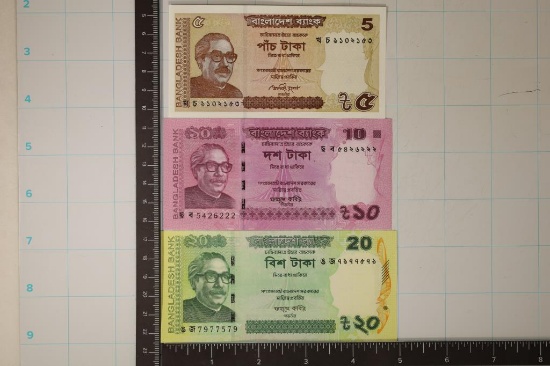 3-BANGLADESH CRISP UNC COLORIZED BILLS: 2014