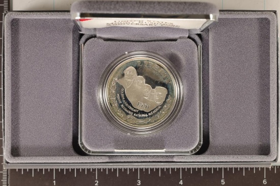 1991-S US PF SILVER DOLLAR MT. RUSHMORE WITH CERT.