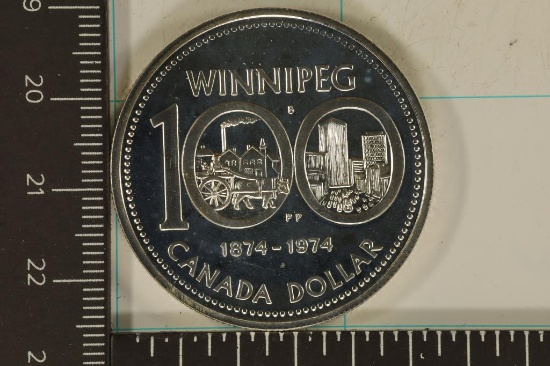 1974 CANADA SILVER PF WINNIPEG DOLLAR .3750 OZ ASW