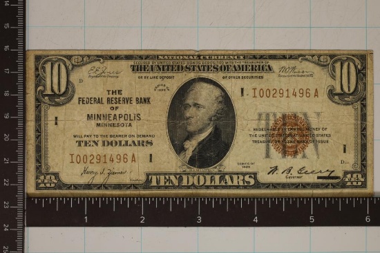 1929 US $10 NATIONAL CURRENCY FEDERAL BANK OF