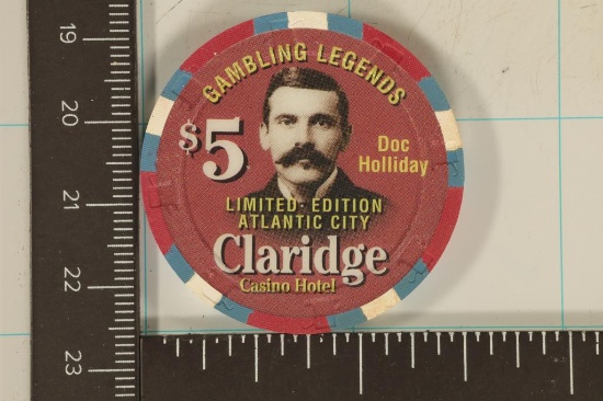 $5 CLARIDGE ATLANTIC CITY CASINO CHIP