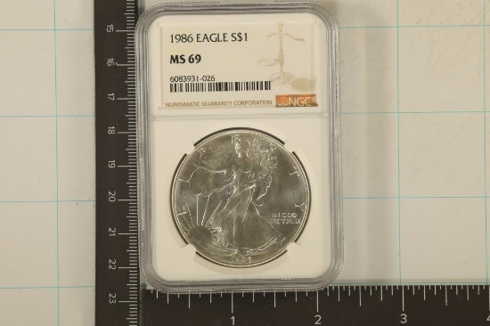 KEY DATE 1986 ONE OZ AMERICAN SILVER EAGLE NGC