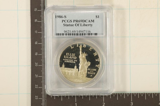 1986-S US STATUE OF LIBERTY SILVER DOLLAR PCGS