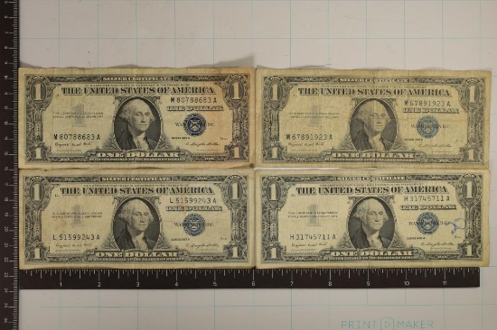 4-1957-A US $1 SILVER CERTIFICATES: ONE HAS INK ON