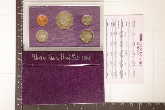 1986 US PROOF SET (WITH BOX) AND WITH CERTIFICATE
