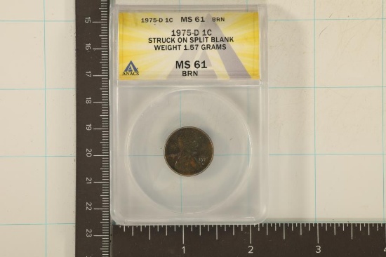 ERROR STRUCK ON SPLIT BLANK 1975-D LINCOLN CENT