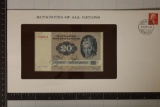 1972 DENMARK 20 KRONER CRISP UNC COLORIZED BILL