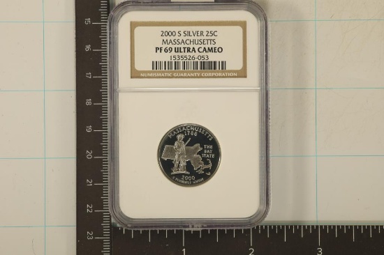 2000-S SILVER MASSACHUSETTS QUARTER NGC PF69