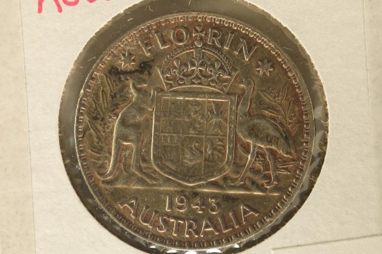 1943 AUSTRALIA SILVER 1 FLORIN .3364 OZ. ASW