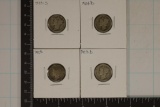 1923-S, 24-D, 28 AND 1929-D SILVER MERCURY DIMES