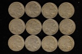 12 FULL DATE BUFFALO NICKELS: 1927-P & S'S