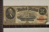 1863 US $2 NOTE WITH TEAR ON THE BOTTOM RT.