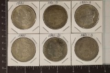 2 SETS OF 1921-P/D/S MORGAN SILVER DOLLARS 6 COINS