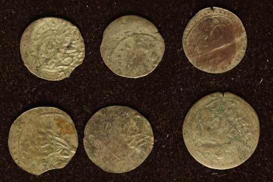 6 SILVER DIME SIZED OTTOMAN EMPIRE PARA COINS: