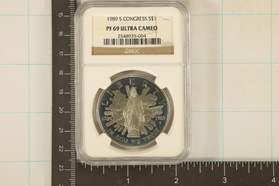 1989-S CONGRESS US SILVER DOLLAR NGC PF69
