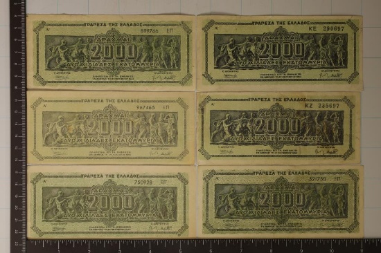 6-1944 GREECE 2,000,000,000 DRACHMI BILLS