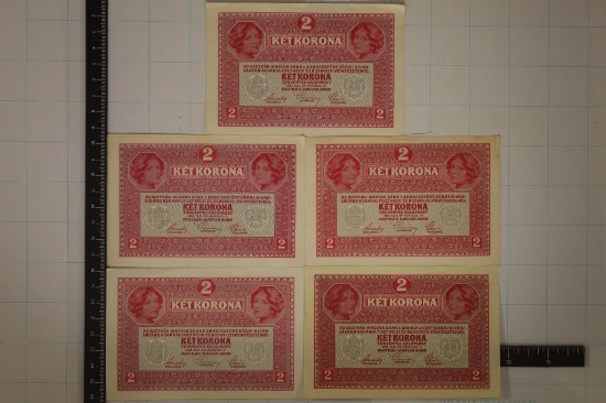 5-CRISP UNC AUSTRIAN 2 KORONAS