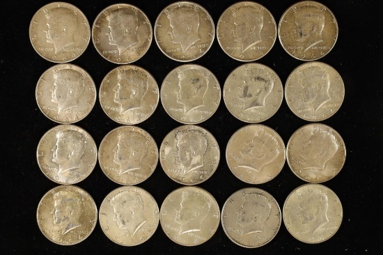 20-1964-90% SILVER KENNEDY HALF DOLLARS