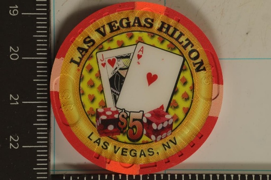 $5 LAS VEGAS HILTON CASINO CHIP LAS VEGAS, NEVADA