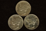 1940-P/D/S SILVER MERCURY DIMES: AU+/UNC'S