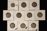 ERROR 10 JEFFERSON NICKEL COINS: 7-1953 AND 3-
