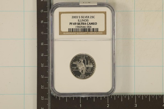 2003-S SILVER ILLINOIS STATE QUARTER NGC PF69