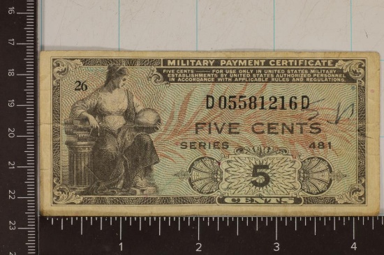 SERIES 481 US FIVE CENT MILITARY PAYMENT CERT.