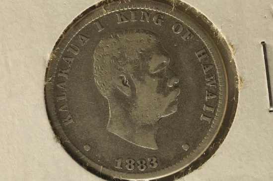 1883 HAWAIIAN SILVER QUARTER .18 OZ. ASW