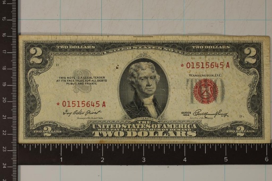STAR NOTE 1953 US $2 RED SEAL BILL