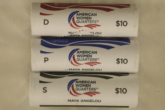2022-P/D & S SOLID DATE $10 ROLLS OF MAYA ANGELOU