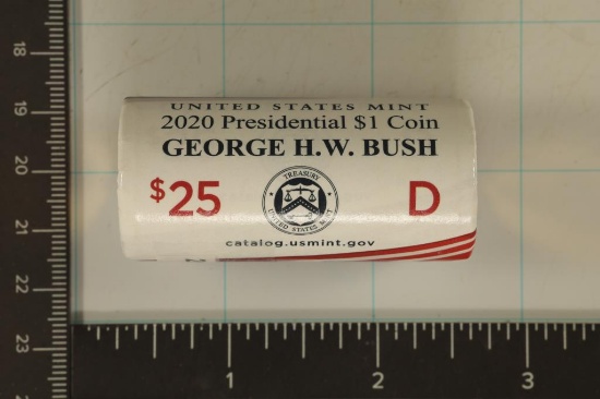 2020-D SOLID DATE $25 ROLL OF GEORGE H.W. BUSH