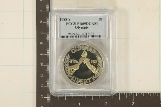 1988-S US SILVER DOLLAR OLYMPICS PCGS PR69 DCAM