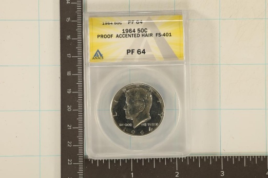1964 SILVER KENNEDY HALF DOLLAR ANACS PF64