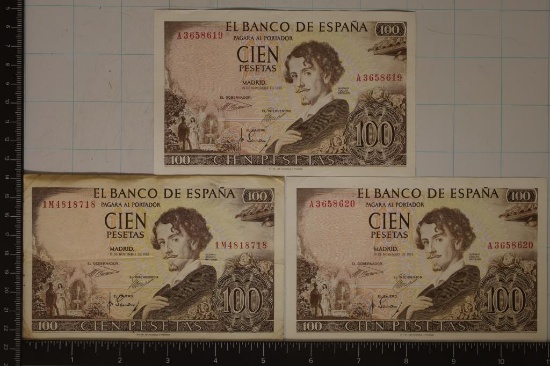 3-SPAIN 1965- 100 PESETAS BILLS