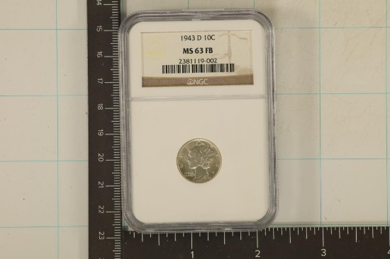 1943-D SILVER MERCURY DIME NGC MS63FB