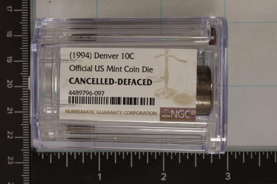 1994 DENVER 10 CENT CANCELLED DIE. NGC CANCELLED