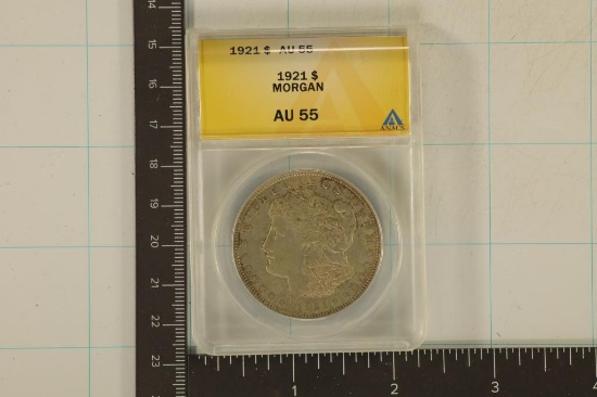 1921 MORGAN SILVER DOLLAR ANACS AU55