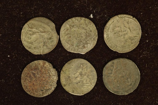 6 SILVER DIME SIZED OTTOMAN EMPIRE PARA COINS: