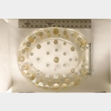LUCITE COIN TOILET SEAT WITH SILVER COINS: