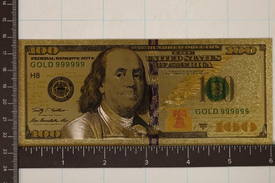 REPLICA 2009-A 24K GOLD FOIL $100 CU US BILL