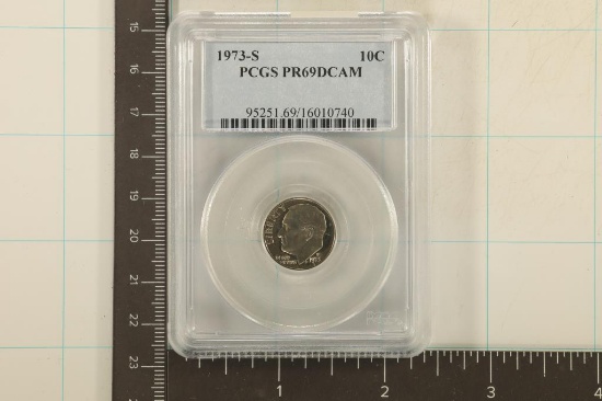 1973-S ROOSEVELT DIME PCGS PR69 DCAM