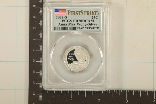 2022-S SILVER ANNA MAY WONG QUARTER PCGS PR70