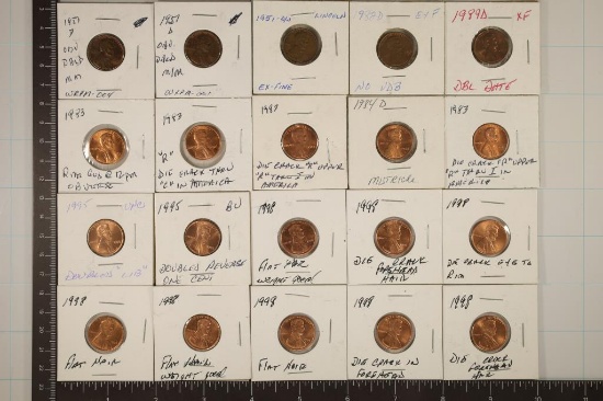 ERROR 20 LINCOLN CENTS: 1951-1998 INCLUDES: