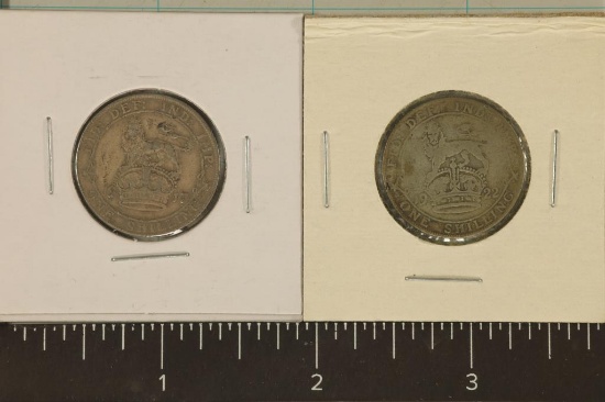 1917 & 1922 GREAT BRITAIN SILVER 1 SHILLINGS: .258