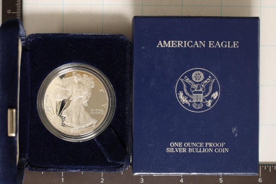 2001 PROOF AMERICAN SILVER EAGLE WITH CERTIFICATE