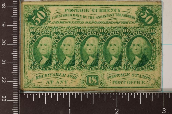1862 US 50 CENT POSTAGE CURRENCY LAMINATED