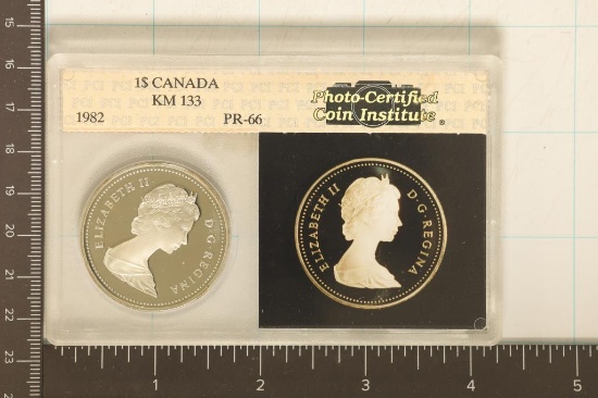 1982 CANADA SILVER PROOF $1. KM-133 PR66 IN HARD