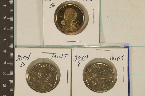 2004-P/D/S SACAGAWEA DOLLARS TWO UNC'S & 1 PF